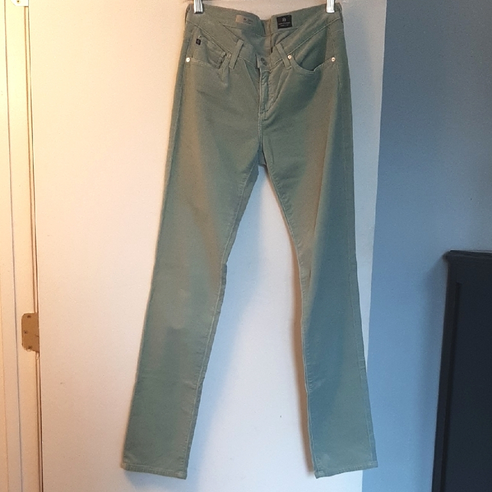 AG Stevie Slim Straight Mint Corduroys